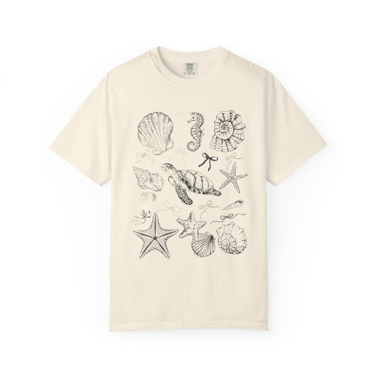 Beach Seashell Graphic T-shirt, Unisex Summer Tee, Ocean Vibes Shirt, Seashell Lover Gift, Casual Beachwear, Sea Life T-Shirt