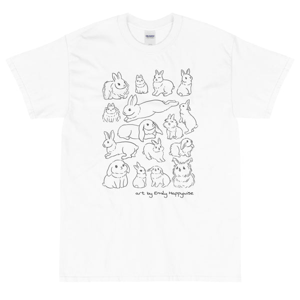 Bunny Breeds(line art) t-shirt