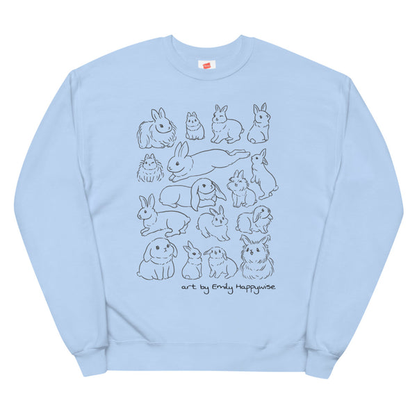 Bunny Breeds(line art) Unisex fleece sweatshirt