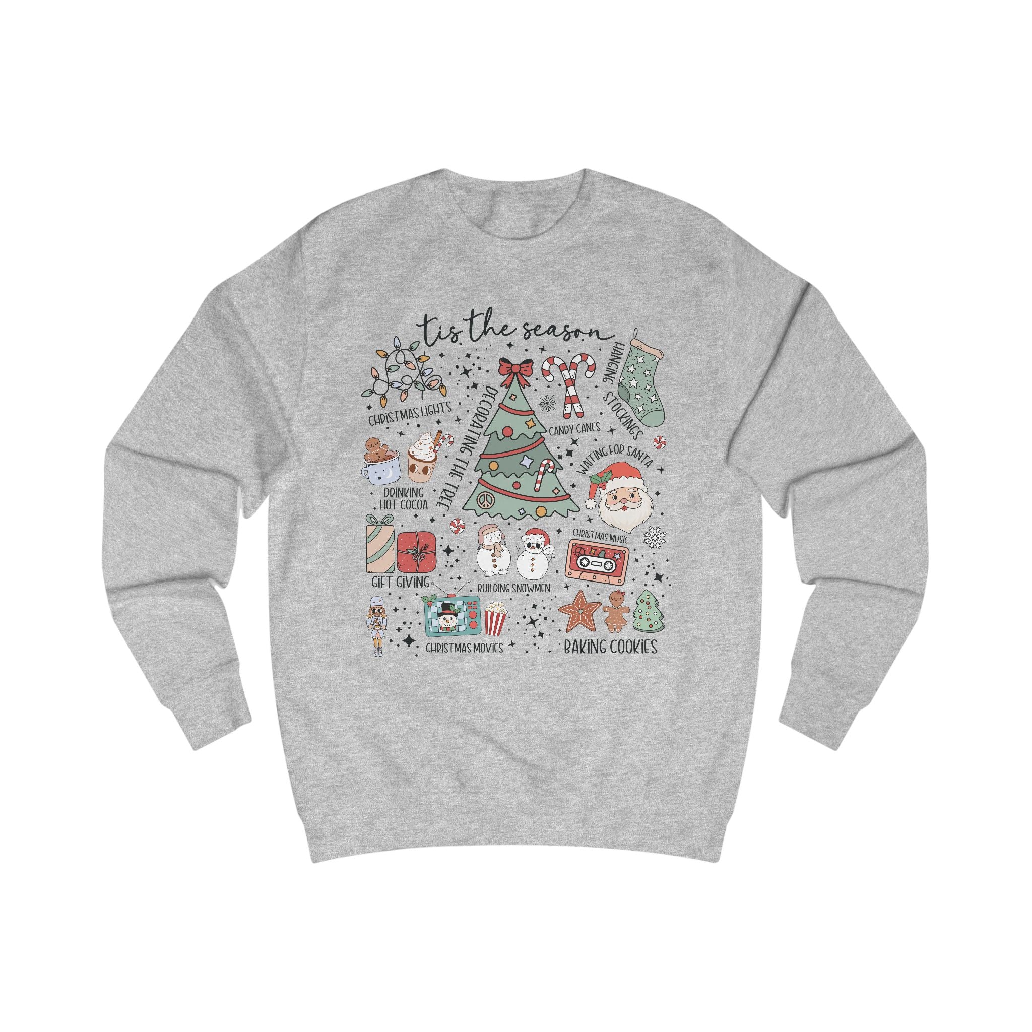 Cozy Holiday Doodle graphic Sweatshirt, Unisex Christmas Sweatshirt, Festive Gift, Seasonal Wear, Cute Winter Style