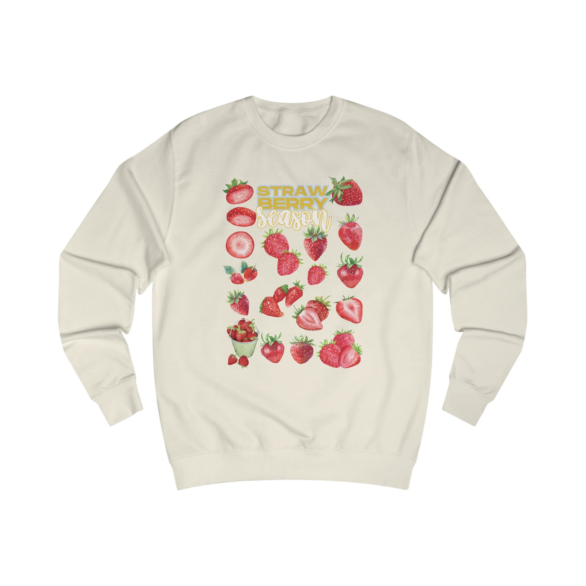 Strawberry Season Unisex Sweatshirt, Cozy Fruit Design Top, Spring Fashion, Gift for Food Lovers, Strawberry Lover Sweatshirt