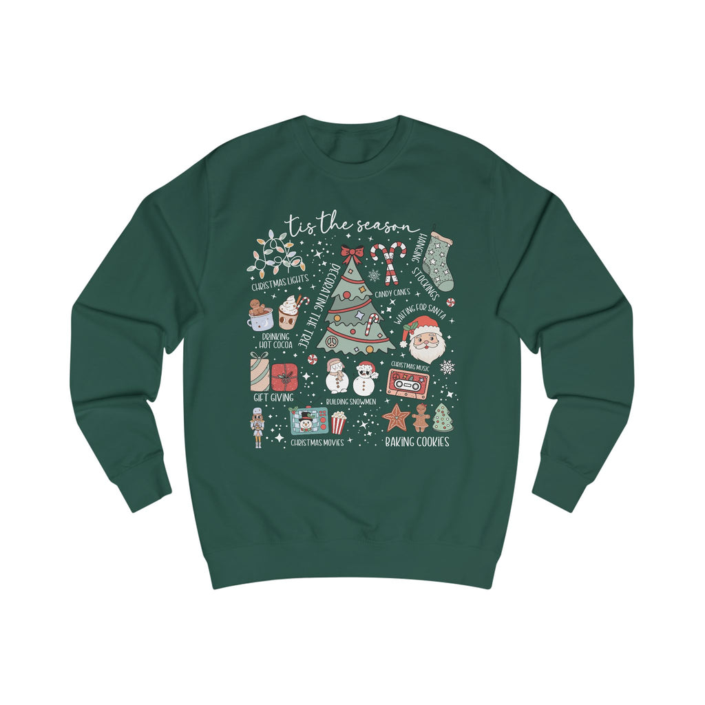 Festive Holiday Christmas Doodle Graphic Sweatshirt, Cozy Christmas Sweater, Unisex Pullover, Seasonal Apparel, Gift for Him/Her, Merry and Bright