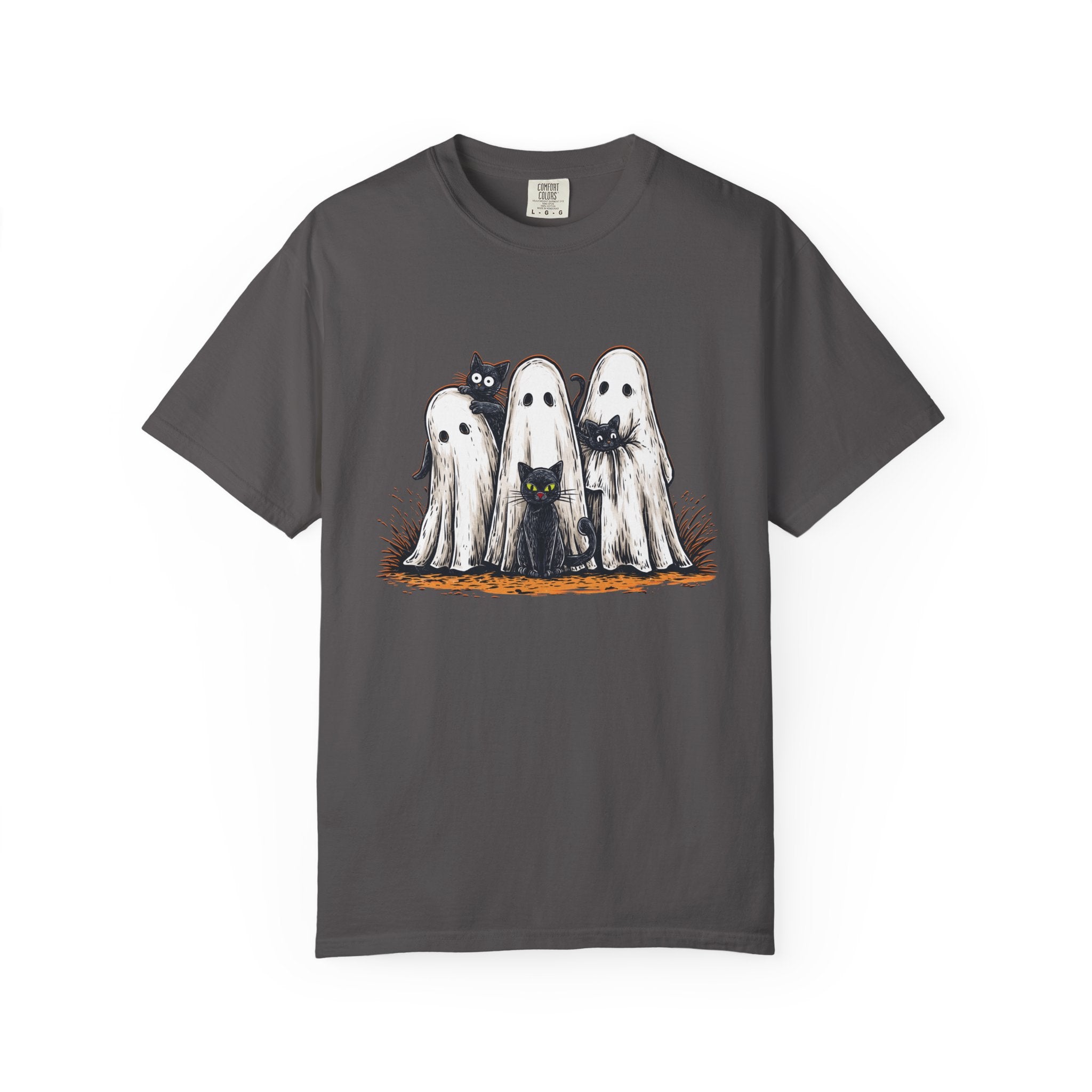 Cute Ghostly Friends T-Shirt - Vintage Style Graphic Halloween Tee