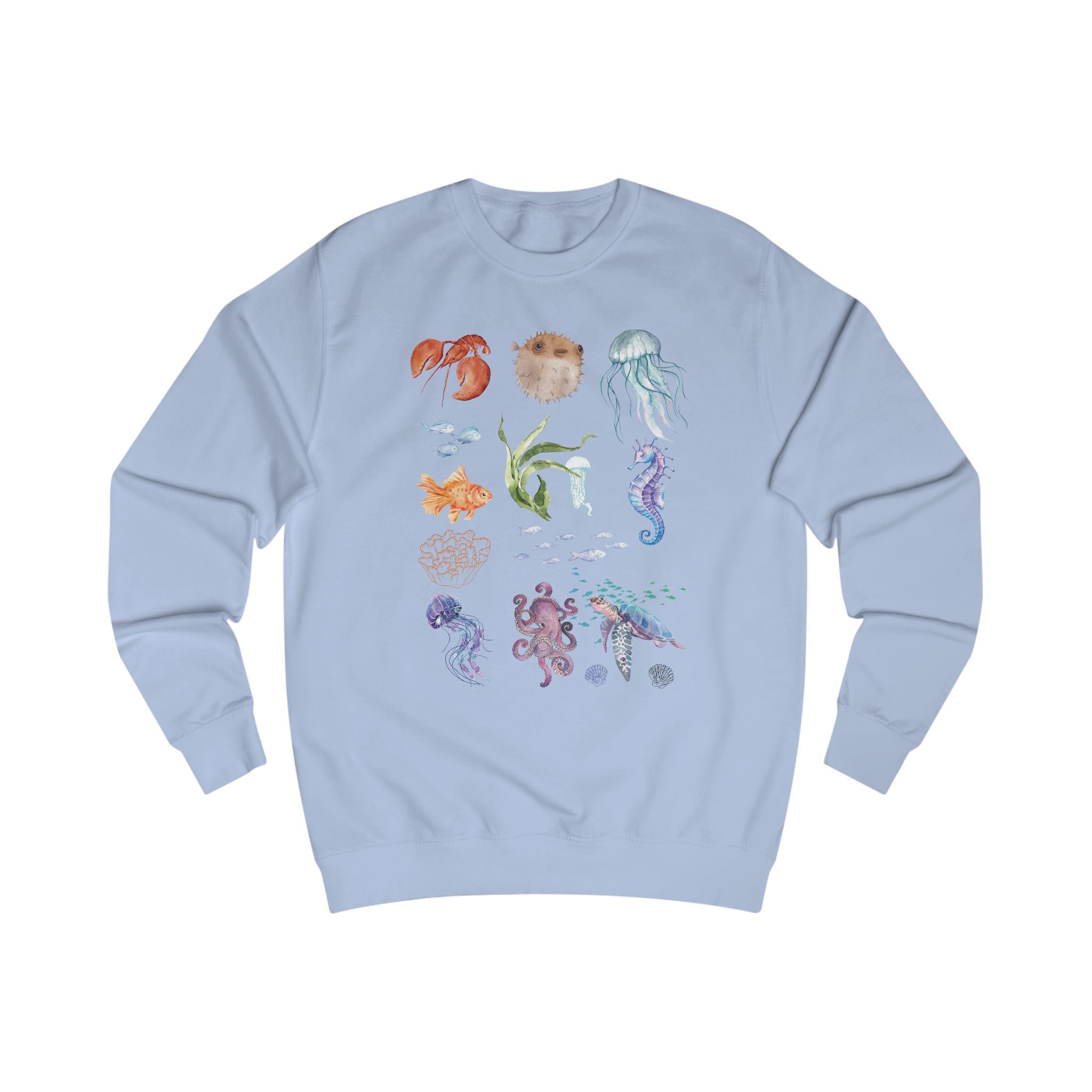 Ocean-Inspired Unisex Sweatshirt, Sea Life Apparel, Nautical Fashion, Beach Vibes, Marine Creature Gifts, Summer Casual Wear