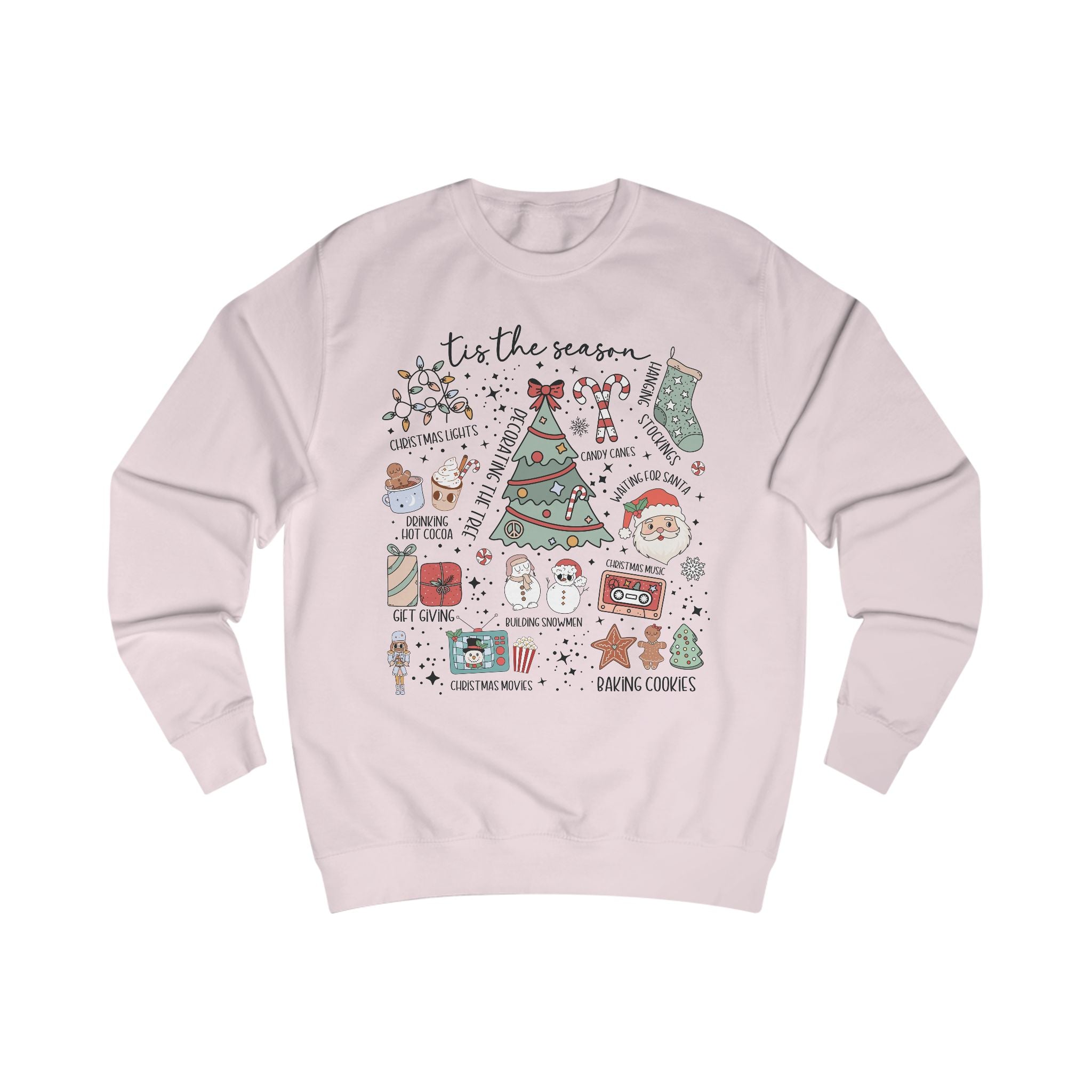 Cozy Holiday Doodle graphic Sweatshirt, Unisex Christmas Sweatshirt, Festive Gift, Seasonal Wear, Cute Winter Style