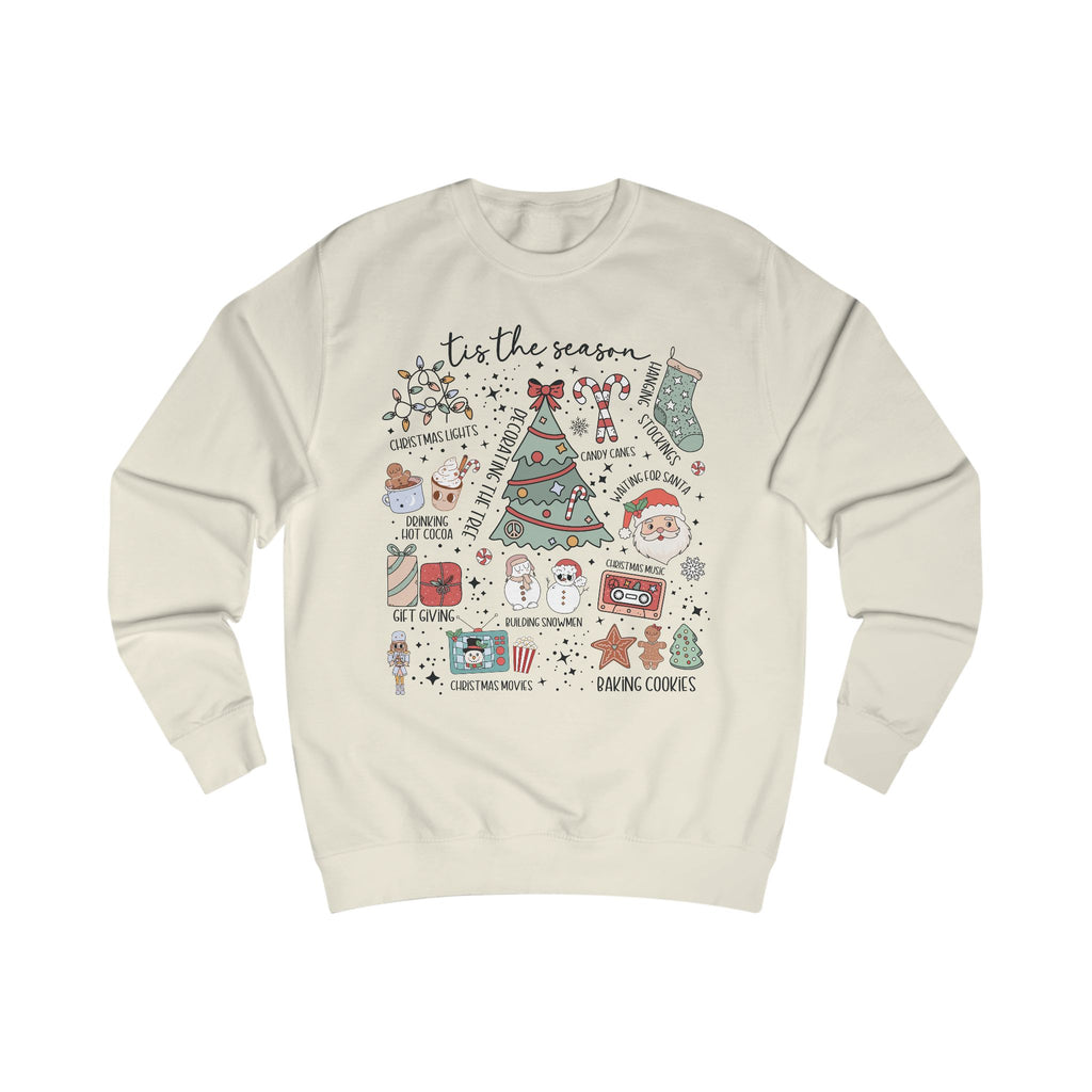 Cozy Holiday Doodle graphic Sweatshirt, Unisex Christmas Sweatshirt, Festive Gift, Seasonal Wear, Cute Winter Style