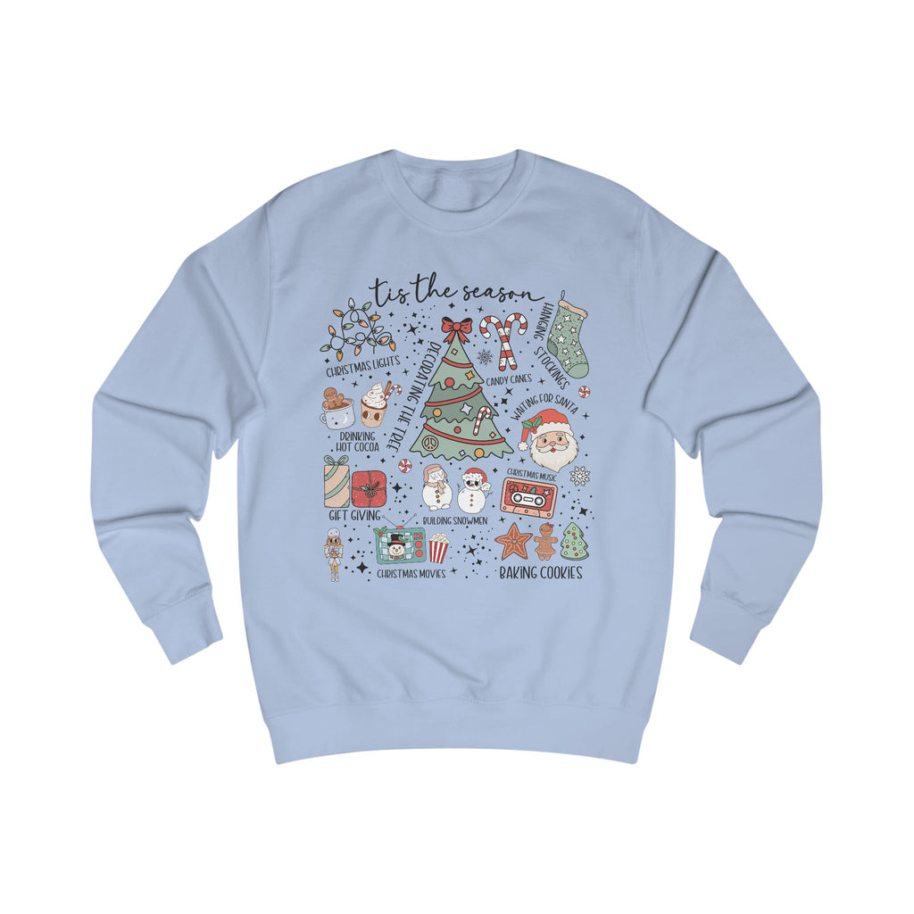 Cozy Holiday Doodle graphic Sweatshirt, Unisex Christmas Sweatshirt, Festive Gift, Seasonal Wear, Cute Winter Style