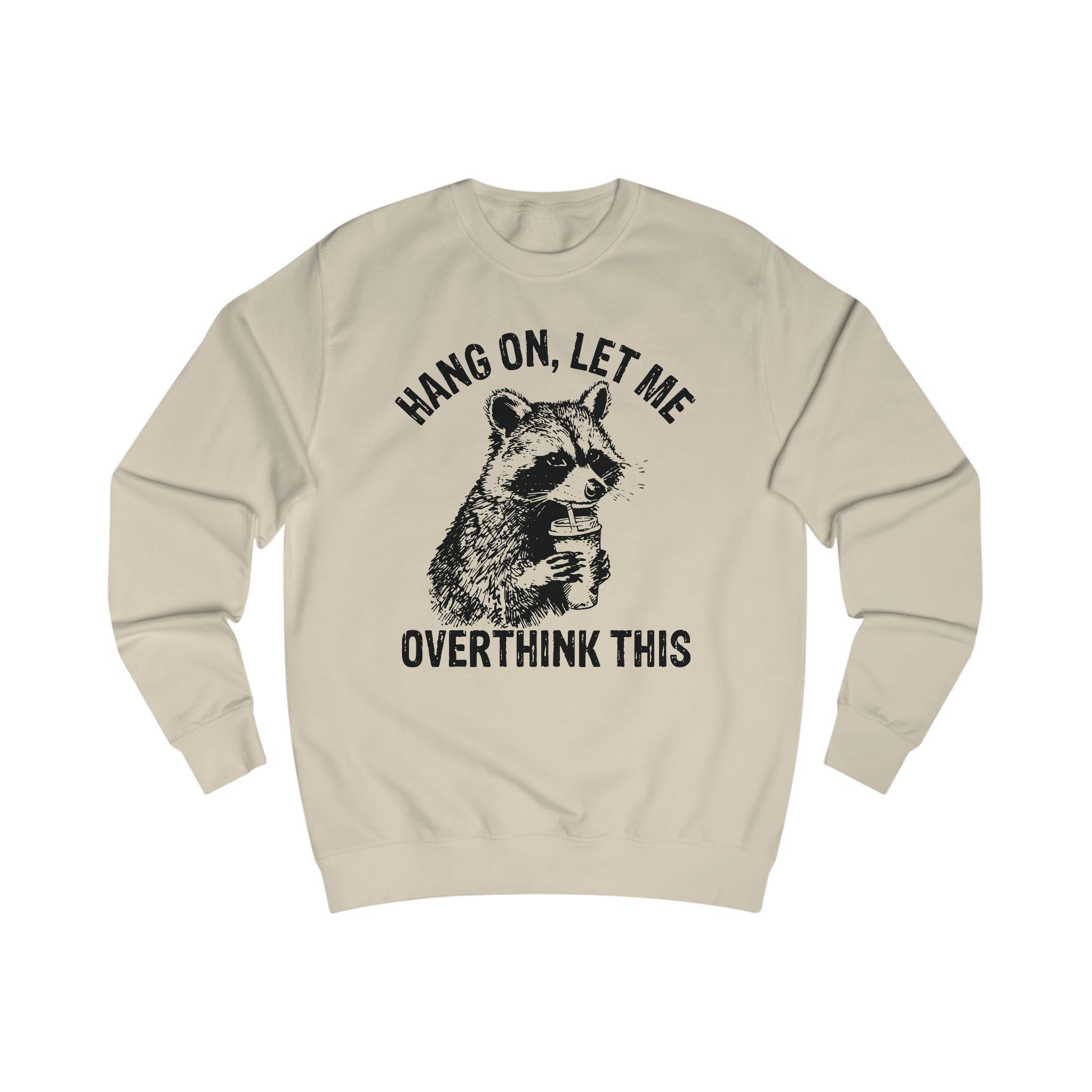 Funny Overthinking Raccoon Sweatshirt, Unisex Gift, Cozy Layer, Perfect for Friends, Overthinkers, Birthday, Casual Outing