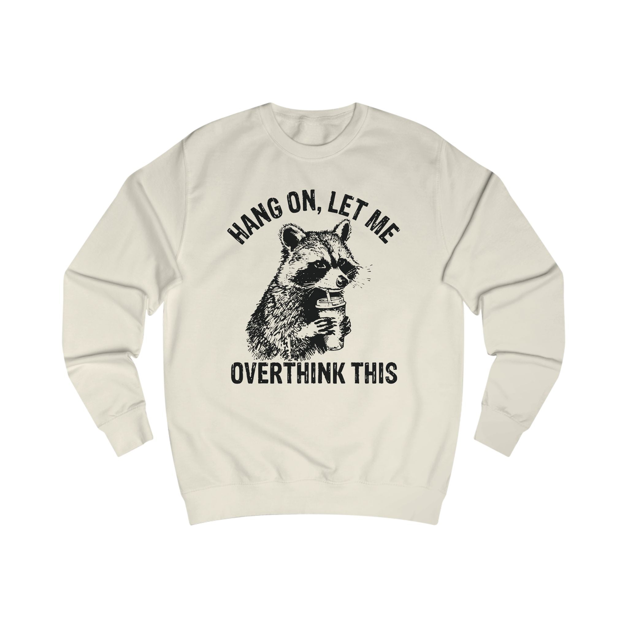 Funny Overthinking Raccoon Sweatshirt, Unisex Gift, Cozy Layer, Perfect for Friends, Overthinkers, Birthday, Casual Outing