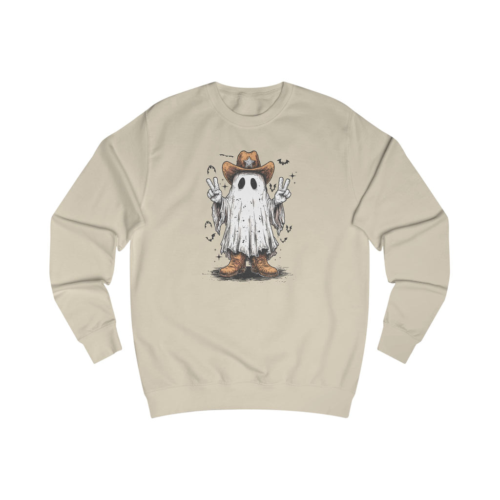 Ghostly Peace Cowboy Unisex Sweatshirt, Halloween Attire, Cozy Fall Fashion