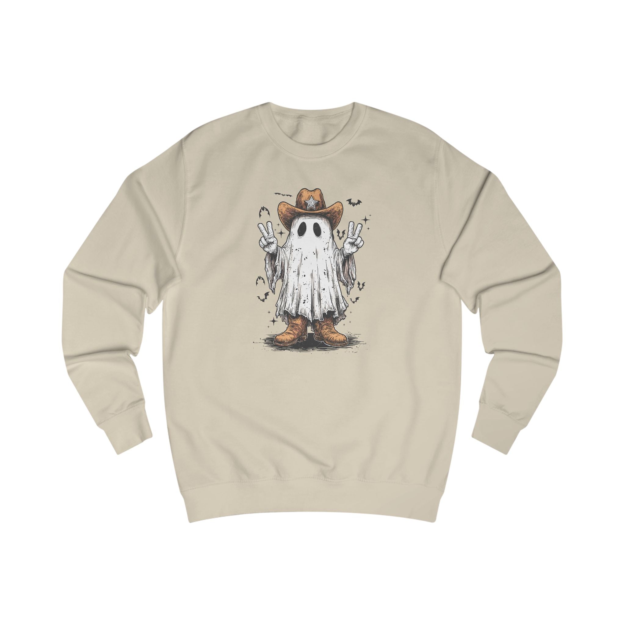 Ghostly Peace Cowboy Unisex Sweatshirt, Halloween Attire, Cozy Fall Fashion