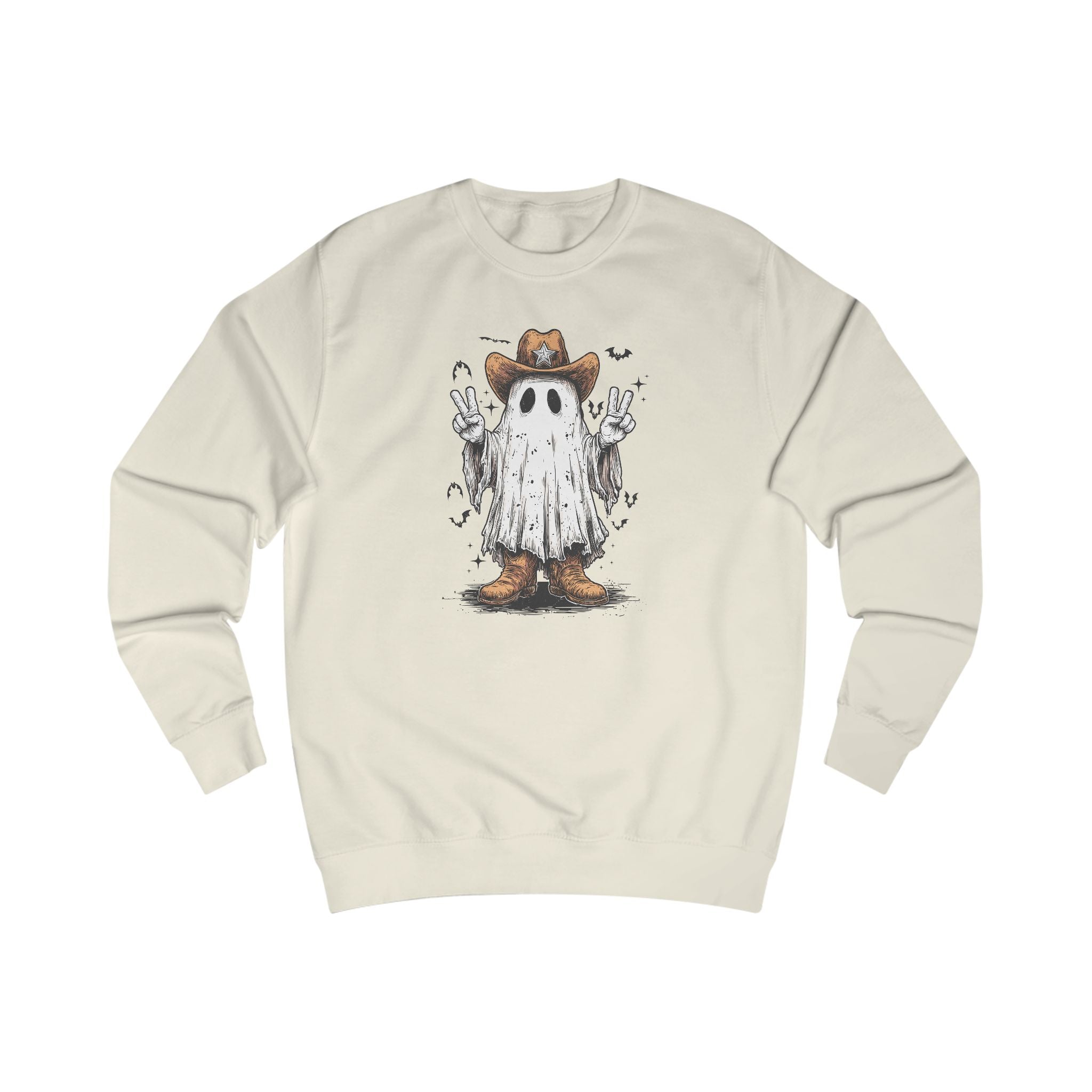 Ghostly Peace Cowboy Unisex Sweatshirt, Halloween Attire, Cozy Fall Fashion