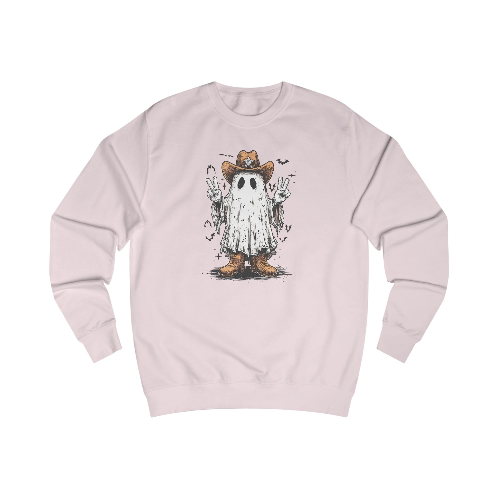 Ghostly Peace Cowboy Unisex Sweatshirt, Halloween Attire, Cozy Fall Fashion