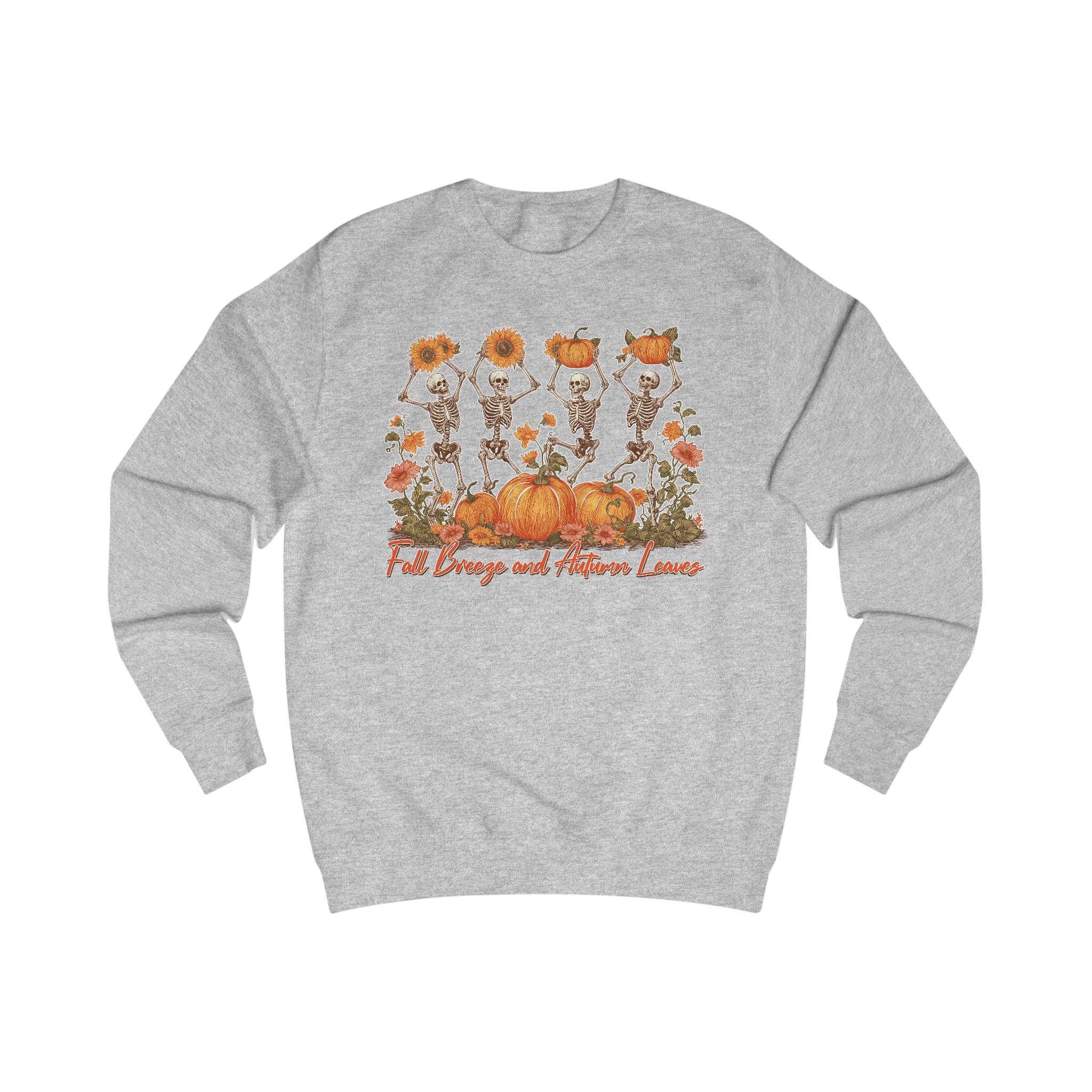 Fall Pumpkins and Skeleton Unisex Sweatshirt, Cozy Autumn Apparel, Halloween/Thanksgiving Gift
