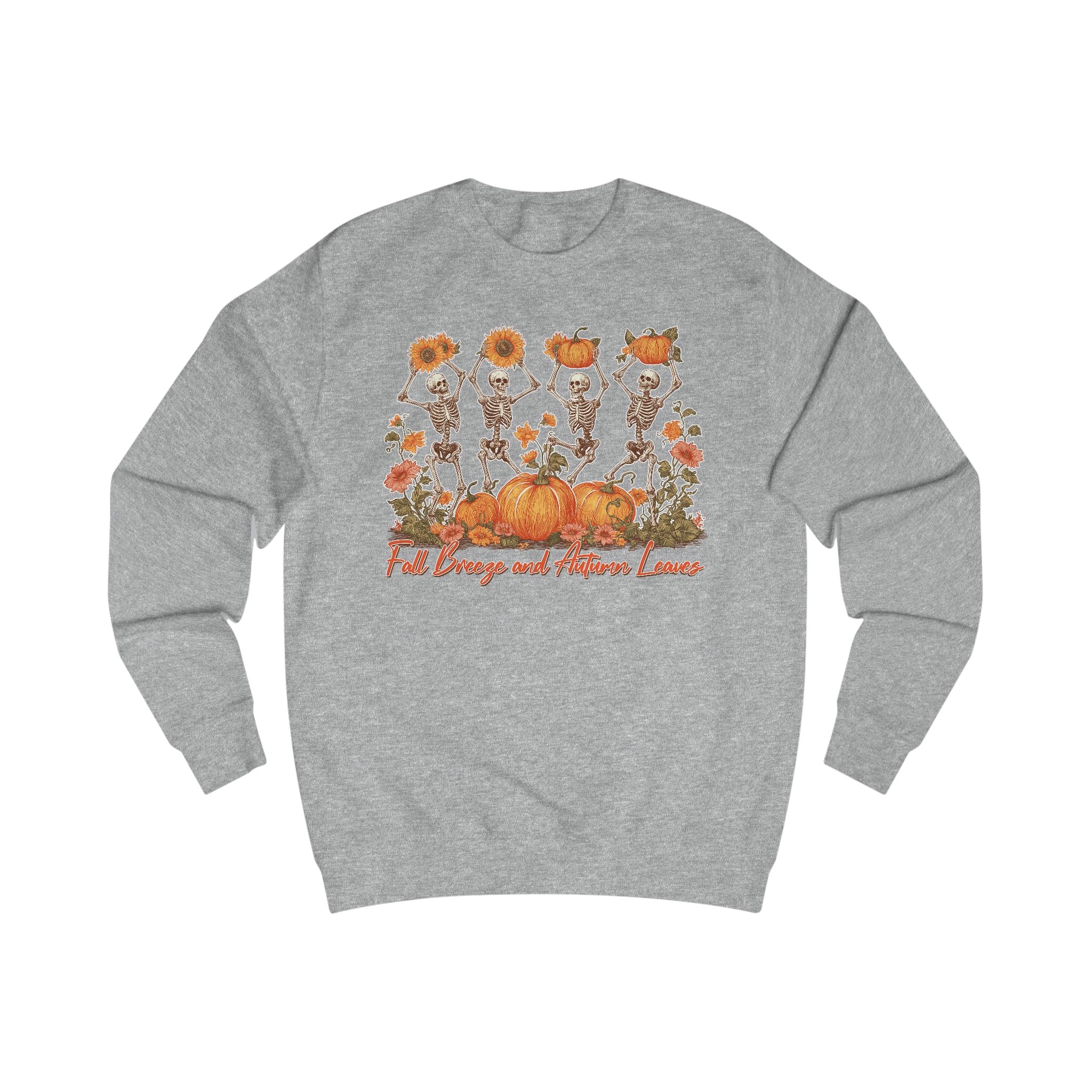 Fall Pumpkins and Skeleton Unisex Sweatshirt, Cozy Autumn Apparel, Halloween/Thanksgiving Gift
