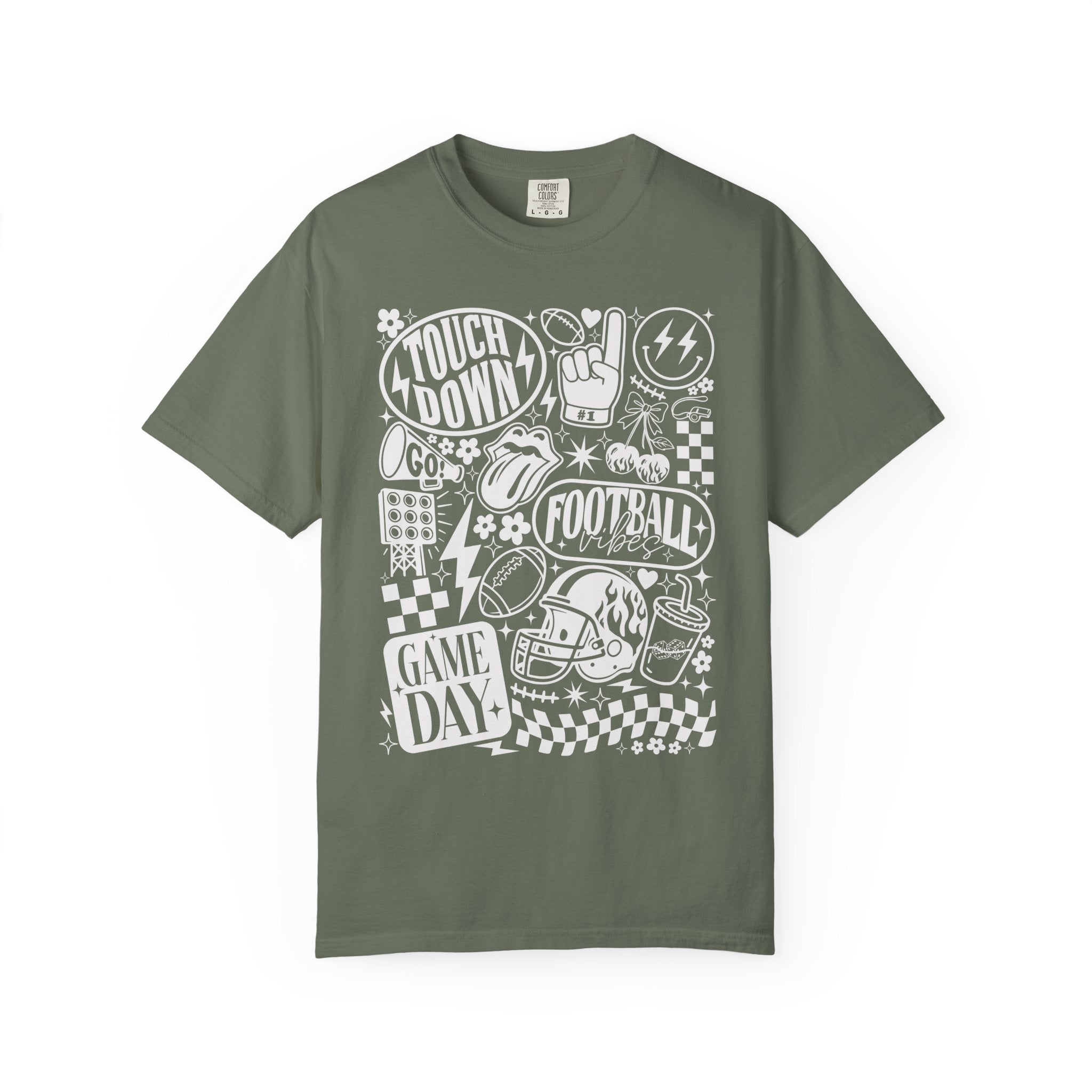 Football Season Tee Touchdown Unique Graphic Garment-Dyed 100% cotton T-Shirt