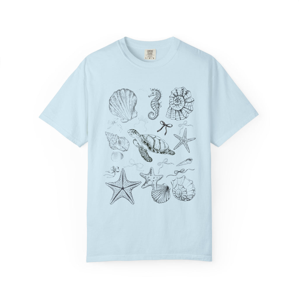 Beach Seashell Graphic T-shirt, Unisex Summer Tee, Ocean Vibes Shirt, Seashell Lover Gift, Casual Beachwear, Sea Life T-Shirt