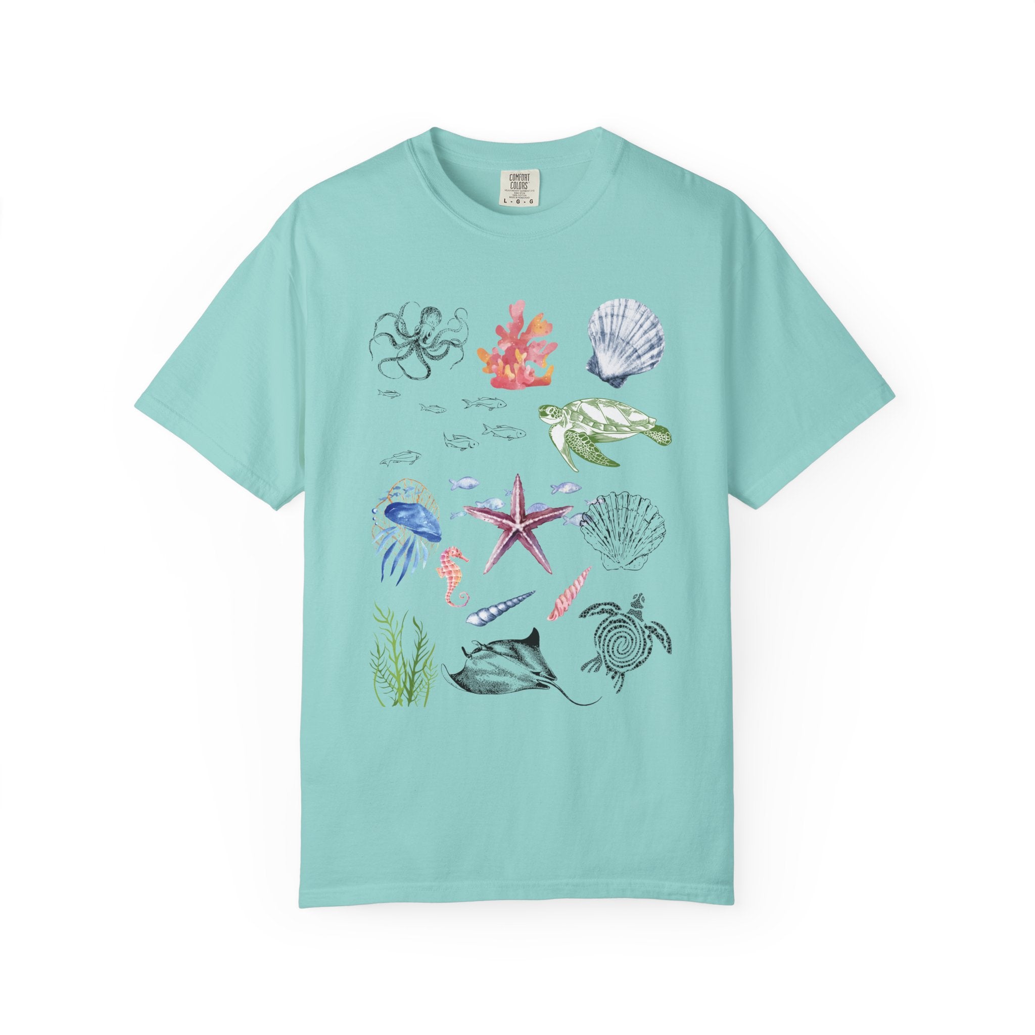 Ocean Life T-Shirt, Beach Theme Shirt, Casual Sea Creature Top, Unisex Summer Tee, Eco-Friendly Gift Idea