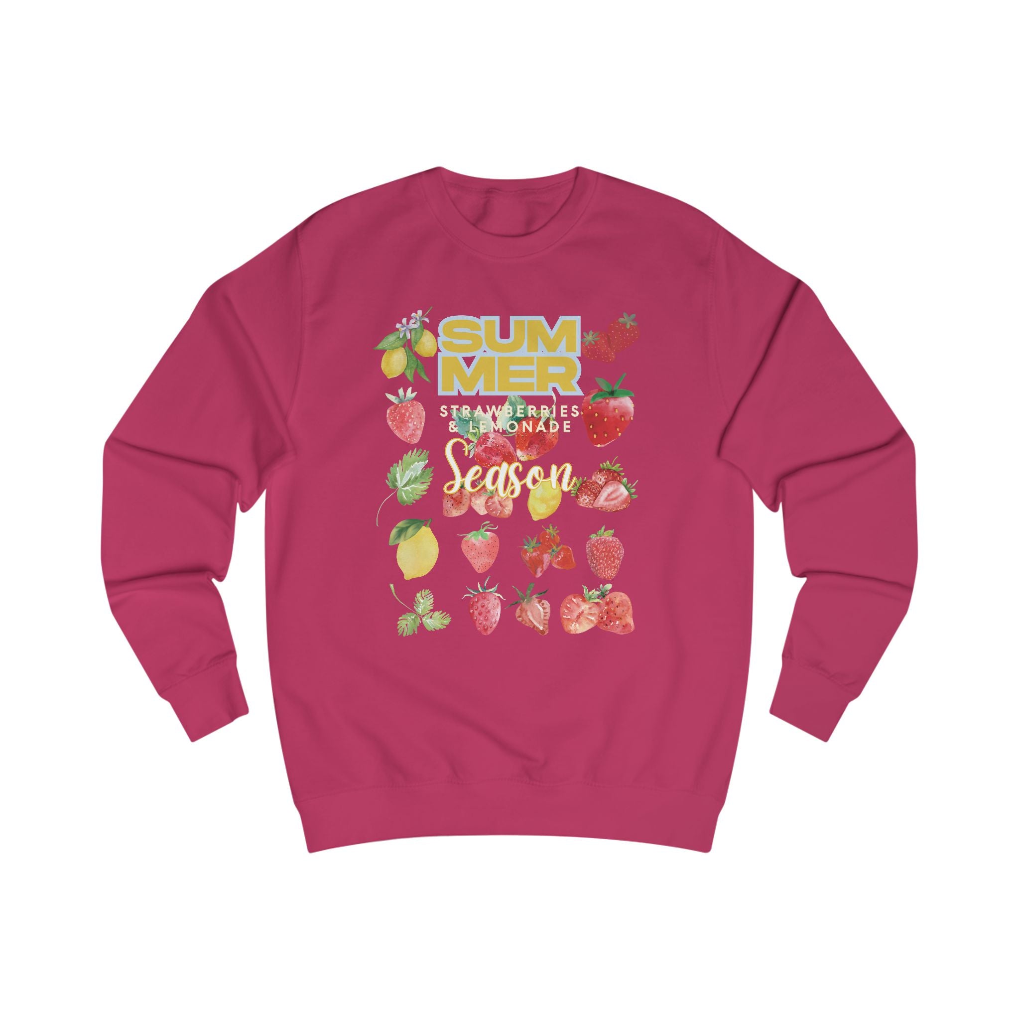 Summer Strawberries and  Lemonade Season Sweatshirt, Relaxed Fit Cozy Top, Gift for Fruit Lovers, Perfect for Casual Days, Ideal for Summer Celebrations