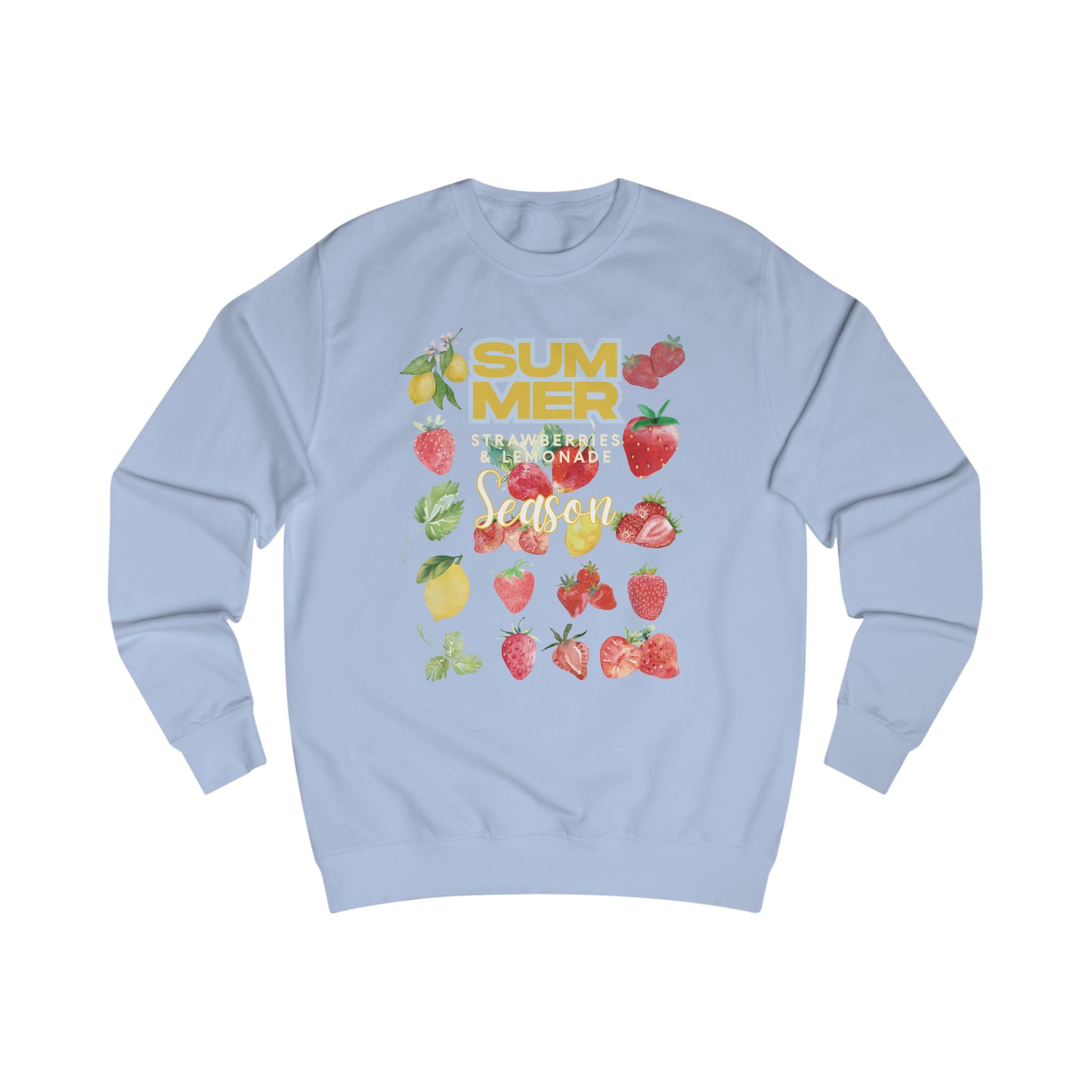 Summer Strawberries and  Lemonade Season Sweatshirt, Relaxed Fit Cozy Top, Gift for Fruit Lovers, Perfect for Casual Days, Ideal for Summer Celebrations