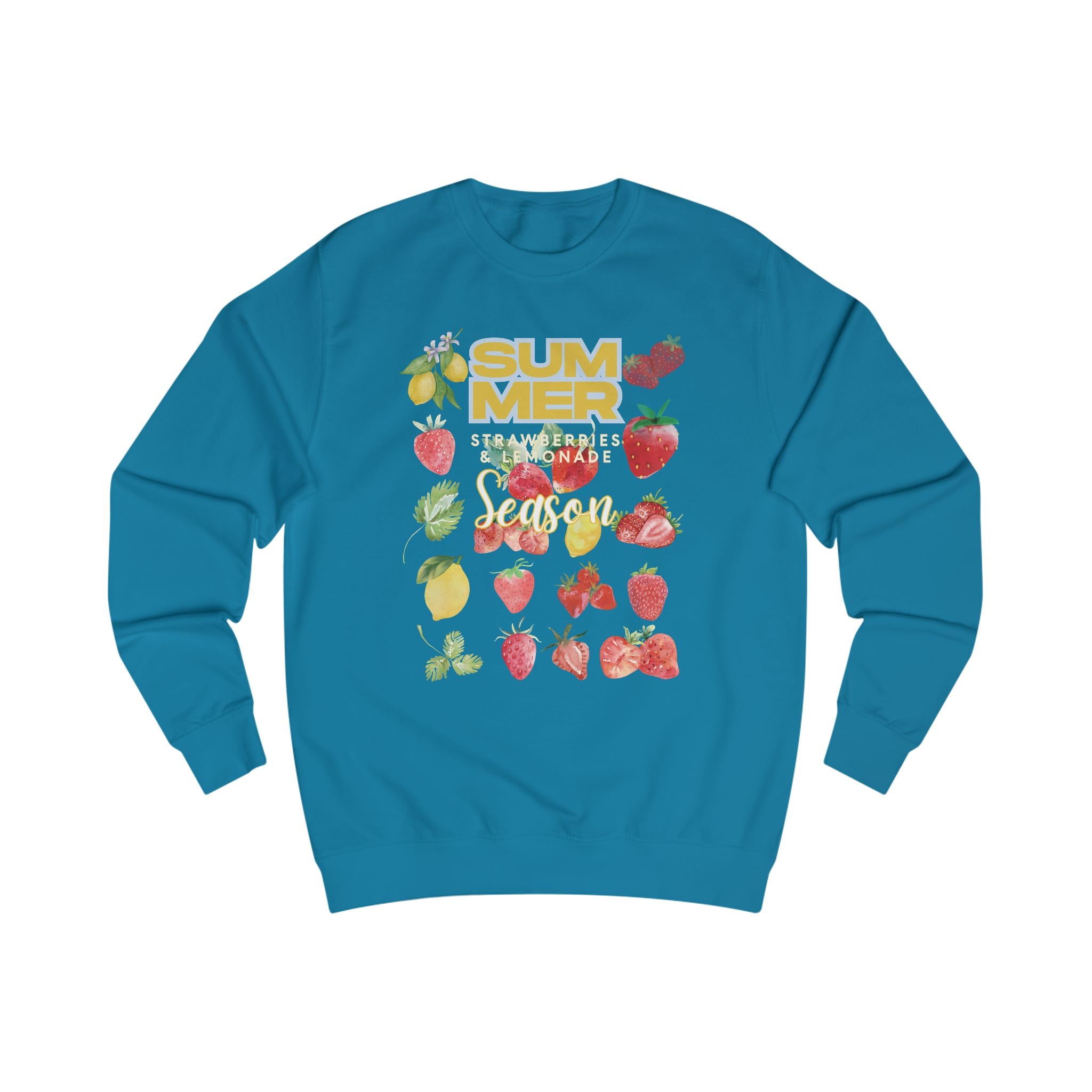 Summer Strawberries and  Lemonade Season Sweatshirt, Relaxed Fit Cozy Top, Gift for Fruit Lovers, Perfect for Casual Days, Ideal for Summer Celebrations