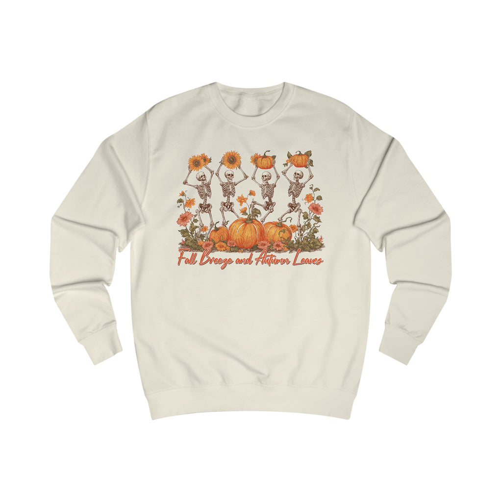 Fall Pumpkins and Skeleton Unisex Sweatshirt, Cozy Autumn Apparel, Halloween/Thanksgiving Gift