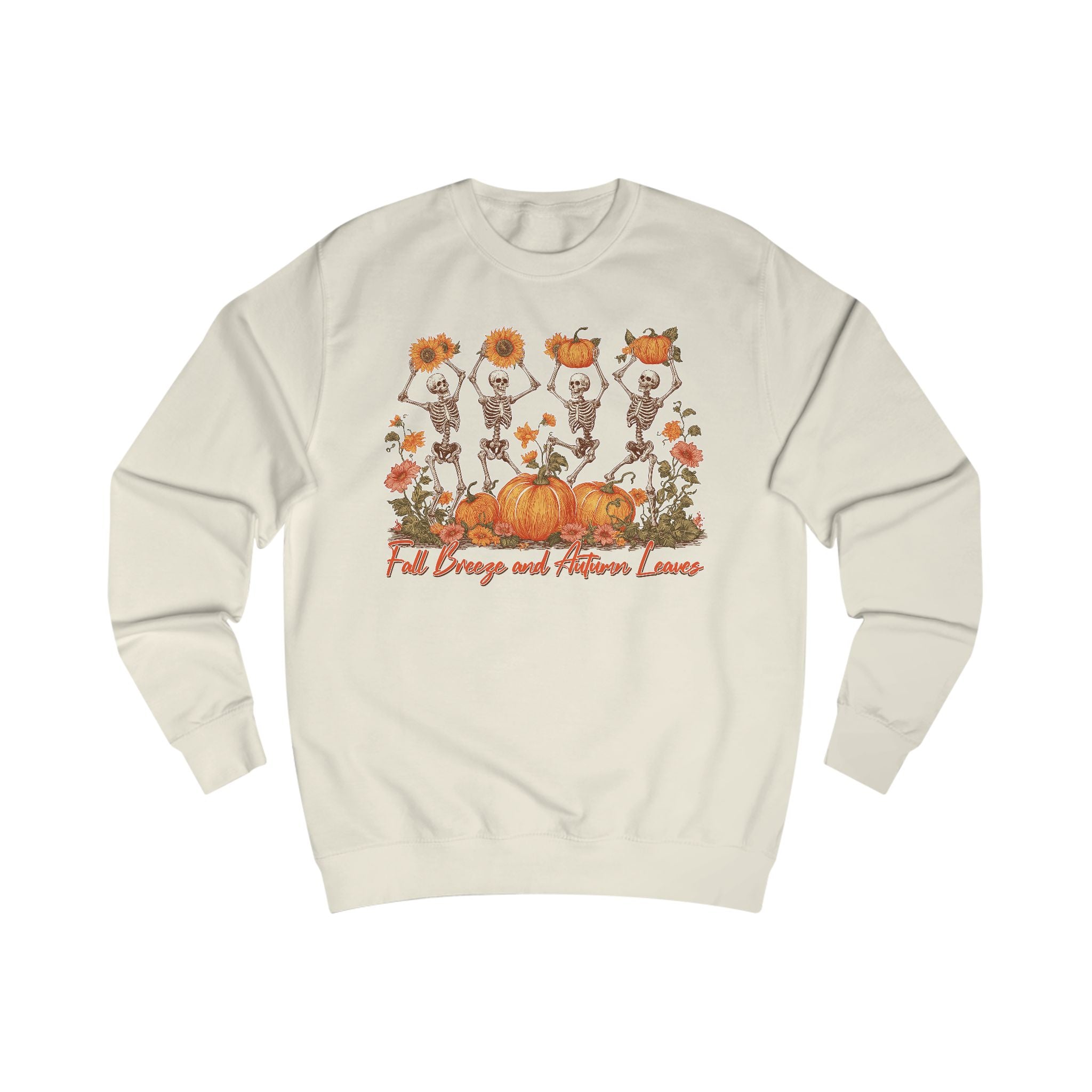 Fall Pumpkins and Skeleton Unisex Sweatshirt, Cozy Autumn Apparel, Halloween/Thanksgiving Gift