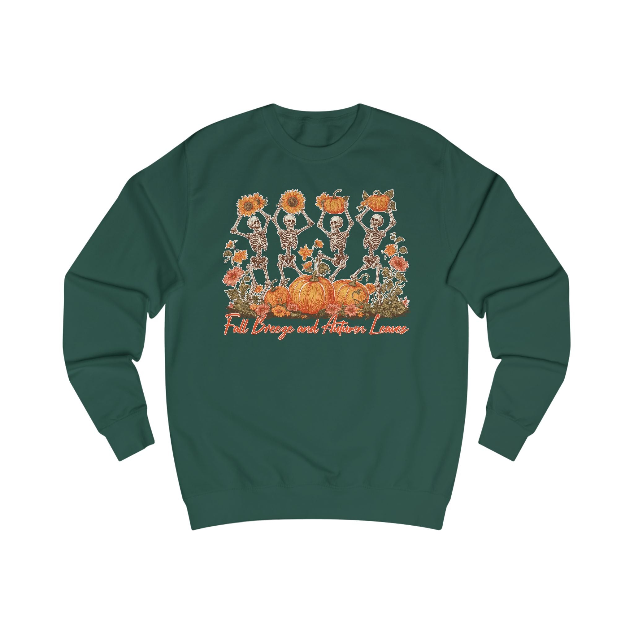 Fall Pumpkins and Skeleton Unisex Sweatshirt, Cozy Autumn Apparel, Halloween/Thanksgiving Gift