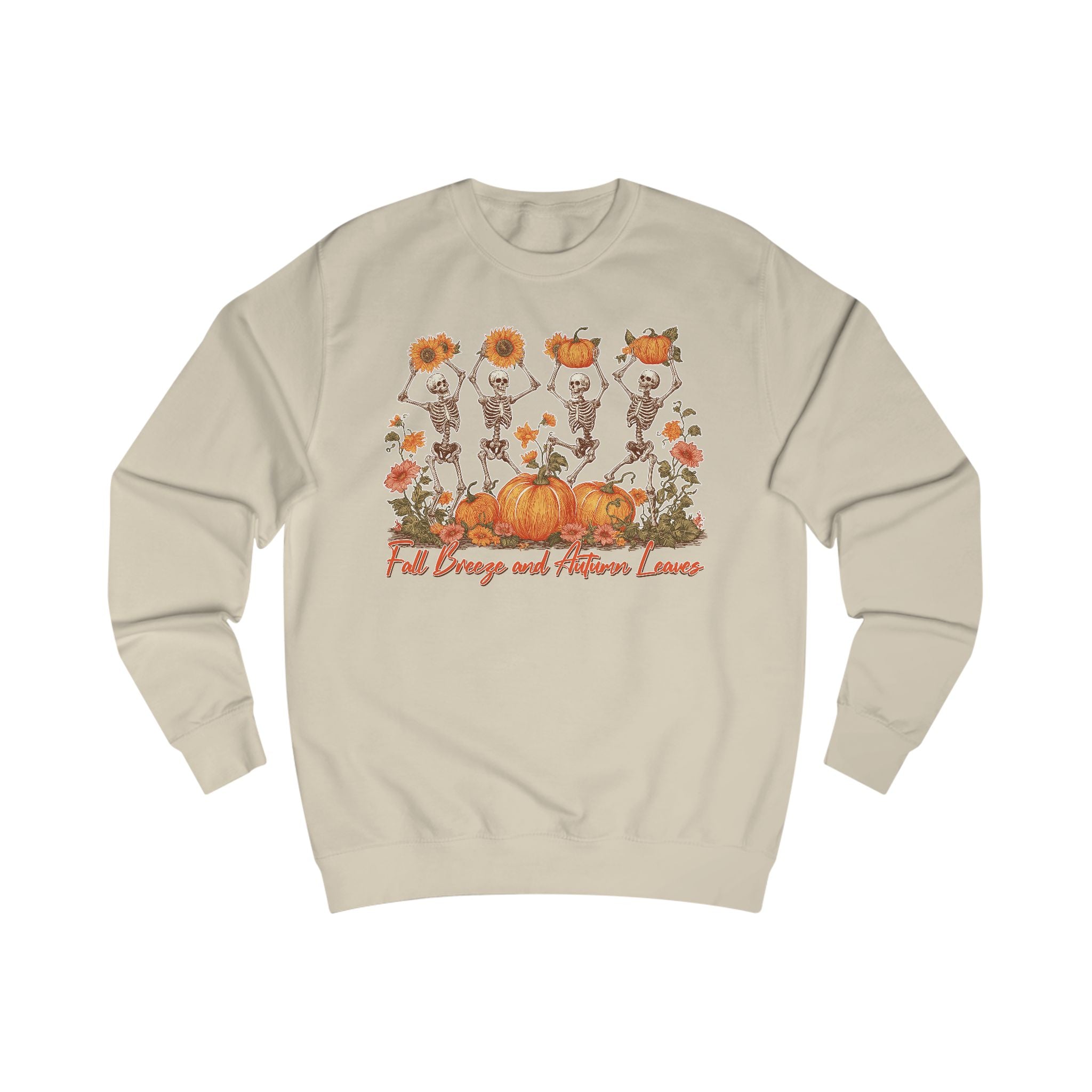 Fall Pumpkins and Skeleton Unisex Sweatshirt, Cozy Autumn Apparel, Halloween/Thanksgiving Gift