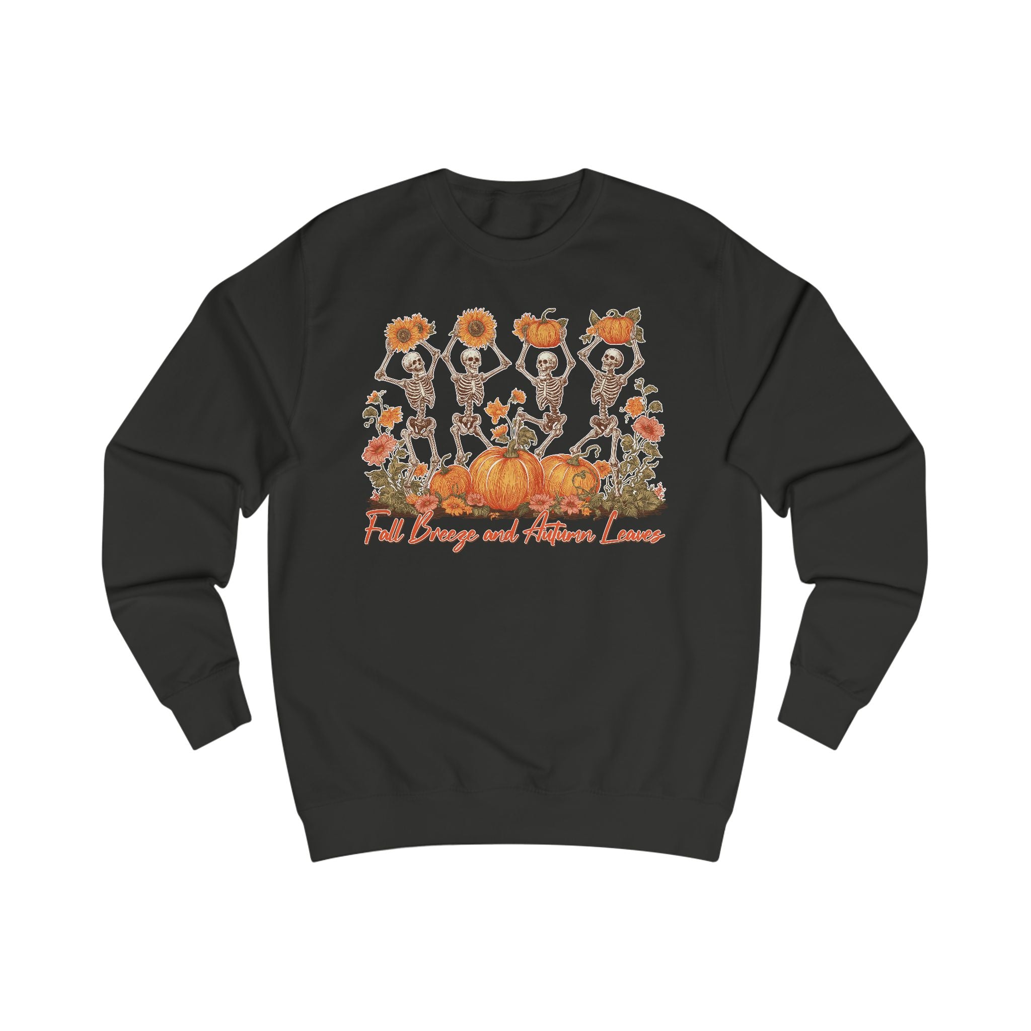 Fall Pumpkins and Skeleton Unisex Sweatshirt, Cozy Autumn Apparel, Halloween/Thanksgiving Gift
