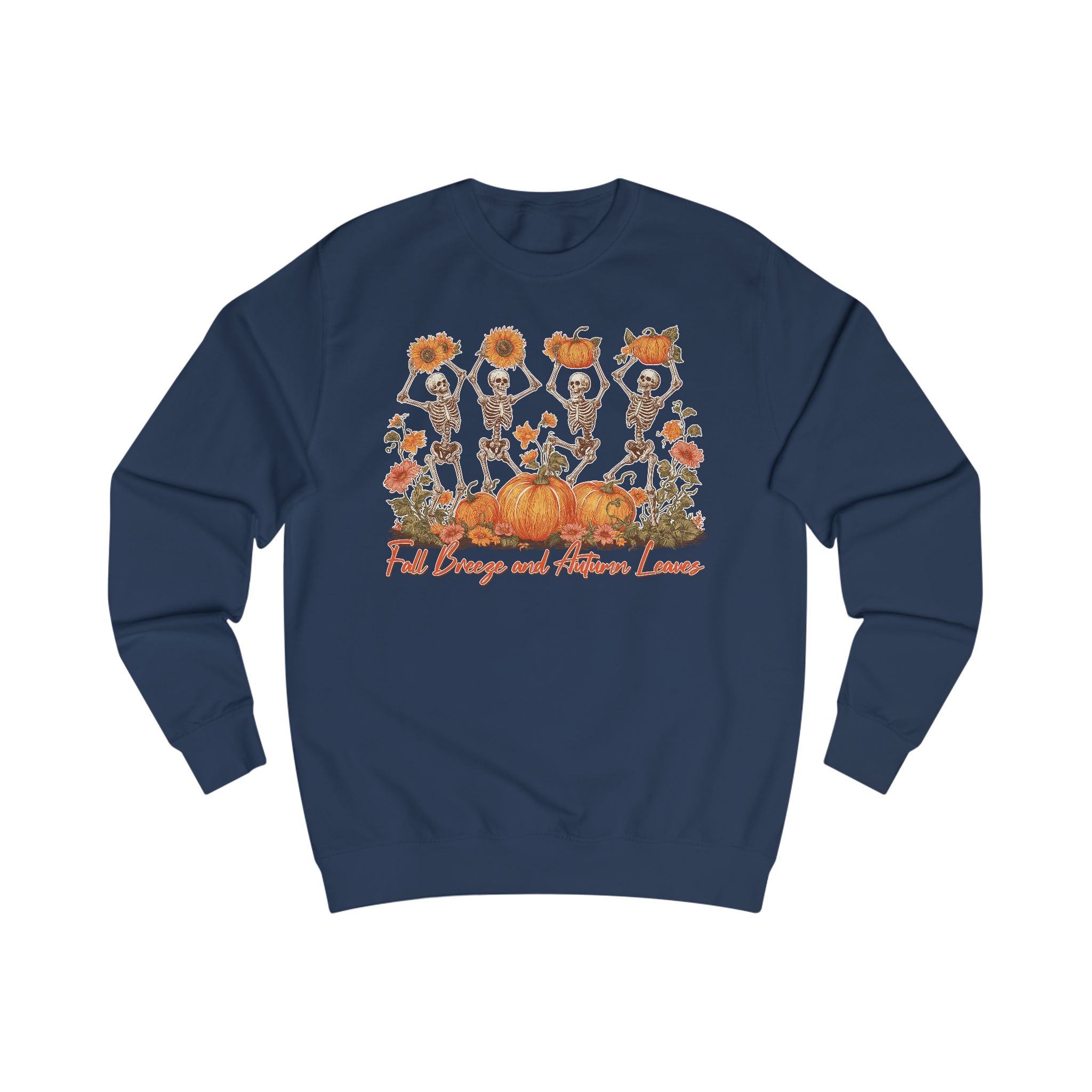 Fall Pumpkins and Skeleton Unisex Sweatshirt, Cozy Autumn Apparel, Halloween/Thanksgiving Gift