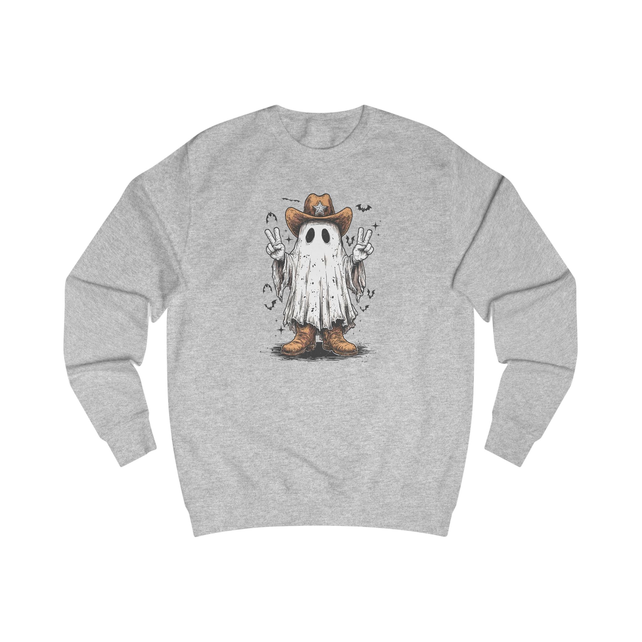 Ghostly Peace Cowboy Unisex Sweatshirt, Halloween Attire, Cozy Fall Fashion