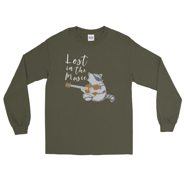 Lost in the Music Raccoon long sleeve t-shirt
