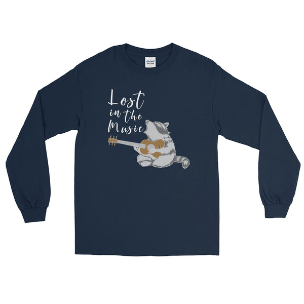 Lost in the Music Raccoon long sleeve t-shirt