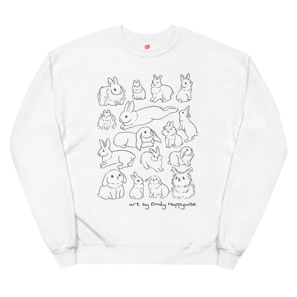 Bunny Breeds(line art) Unisex fleece sweatshirt